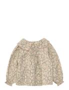 Mango Floral Cotton Blouse Khaki Green