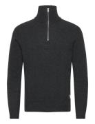 Lindbergh Lambswool Half Zip Knit Over Co Grå