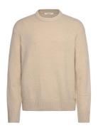 Selected Slhalex Ls Knit Relaxed Crew Neck Noos Beige