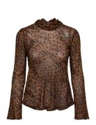 Mango Leopard-Print Blouse With Scarf Brun