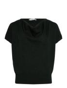 Mango Short-Sleeved Top With Draped Neckline Grön