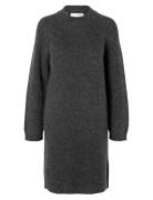 Selected Slflulu Ls High Neck Knit Dress Grå