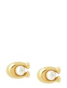 Coach Accessories Coach Pearl Signature Stud Earrings Guld