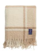 Lexington Home Beige/White Checked Mohair Mix Throw Beige