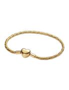 Pandora Faceted Snake Chain 14K Gold-Plated Bracelet With Engravable H...