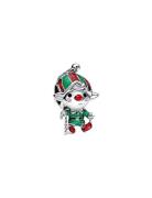 Pandora Moveable Elf Sterling Silver Charm With Glittery Red, Green, B...