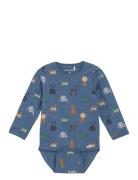 Minymo Body Ls Aop Blå