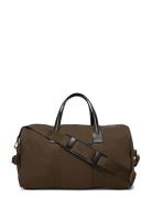 Mango Combined Leather And Cotton Bowling Handbag Brun