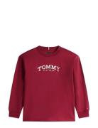Tommy Hilfiger Monotype Print T-Shirt Ls Burgundy