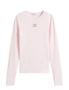 Tommy Jeans Tjw Slim Ls Badge Tee Ext Rosa