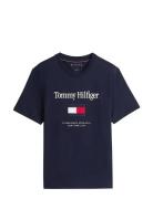 Tommy Hilfiger Tommy Embro Flag Tee Marinblå