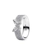 Pandora Butterfly Sterling Silver Ring With Clear Cubic Zirconia Silve...