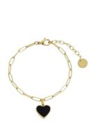 Bud To Rose Noble Heart Bracelet Black/Gold Guld
