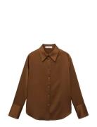 Mango Satin Finish Flowy Shirt Brun