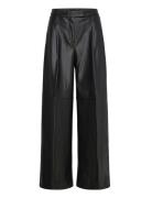 Mango Wide-Leg Faux-Leather Trousers Svart