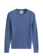 GANT Stretch Cotton Cable C-Neck Blå
