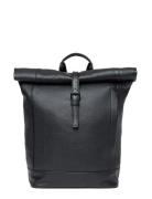 SANDQVIST Leather Rolltop Backpack Svart