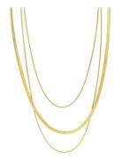 Timi Of Sweden Matilde - Triple Chain Necklace Stainless Steel Guld