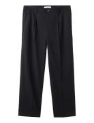 Mango Regular-Fit Pleated Flannel Trousers Svart