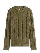Tommy Jeans Tjm Reg Chunky Cable Knt Swt Ext Khaki Green