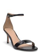 Lauren Ralph Lauren Allie Mid-Heel Crocodile-Embossed Sandal Svart