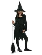 IPK Children's Witch Costume; Dress, Hat And Belt 104-114 Cm Svart