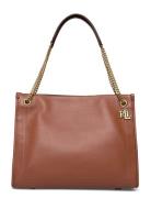 Lauren Ralph Lauren Pebbled Leather Large Bradley Tote Bag Brun