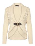 Lauren Ralph Lauren Buckle-Trim Cable Shawl-Collar Cardigan Kräm