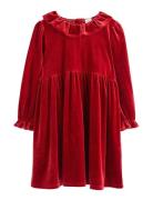 Lindex Langermet Kjole I Fløyel Röd