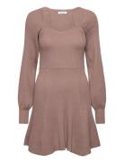 Bubbleroom Knitted Short Skater Dress Beige