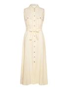 Mango Linen-Blend Shirt Dress Gul