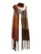 Lindex Scarf Big Fringe Check Wool Brun