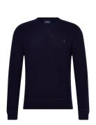 Polo Ralph Lauren Waffle-Knit Wool-Cotton Sweater Marinblå