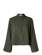 Selected Slfjean Ls Cropped Shirt B Grön