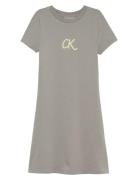 Calvin Klein Metallic Print Ls A-Aline Dress Grå